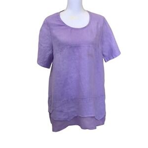 Haris Cotton lavender linen tunic, small, lagenlook, layering, coastal grandma